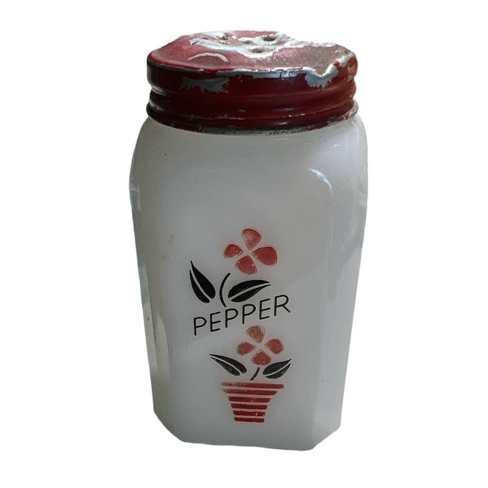 McKee Tipp City Milk Glass Flower Pot Pepper Shaker